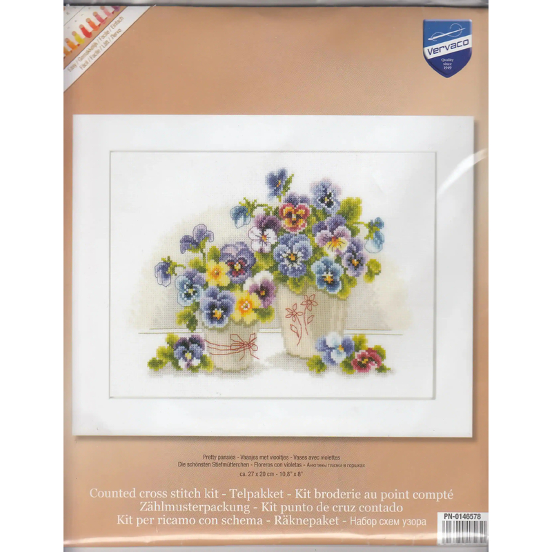 Vervaco PRETTY PANSIES Counted Cross Stitch Kit PN-0146578