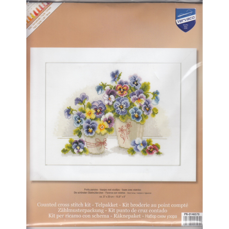 Vervaco PRETTY PANSIES Counted Cross Stitch Kit PN-0146578