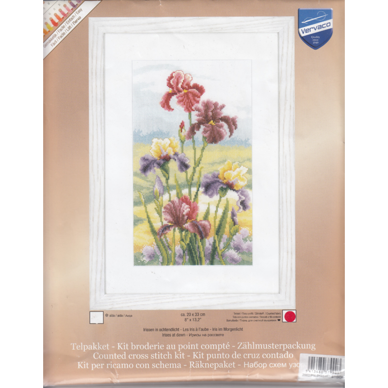 Vervaco IRISES AT DAWN Counted Cross Stitch Kit PN-0148482 (27 Count Fabric)