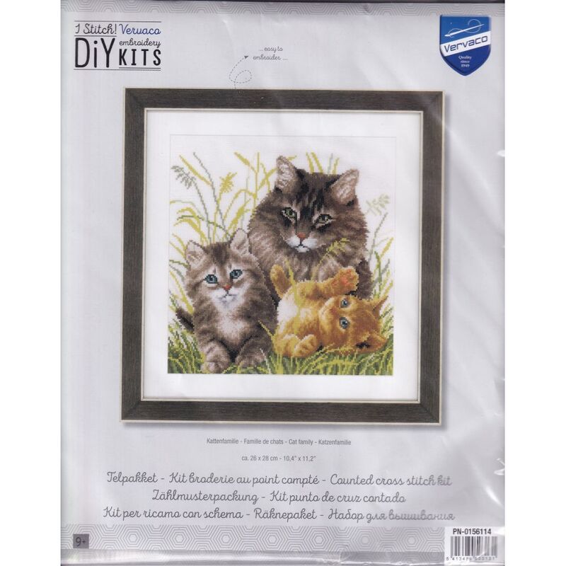 Vervaco CAT FAMILY Counted Cross Stitch Kit PN-0156114