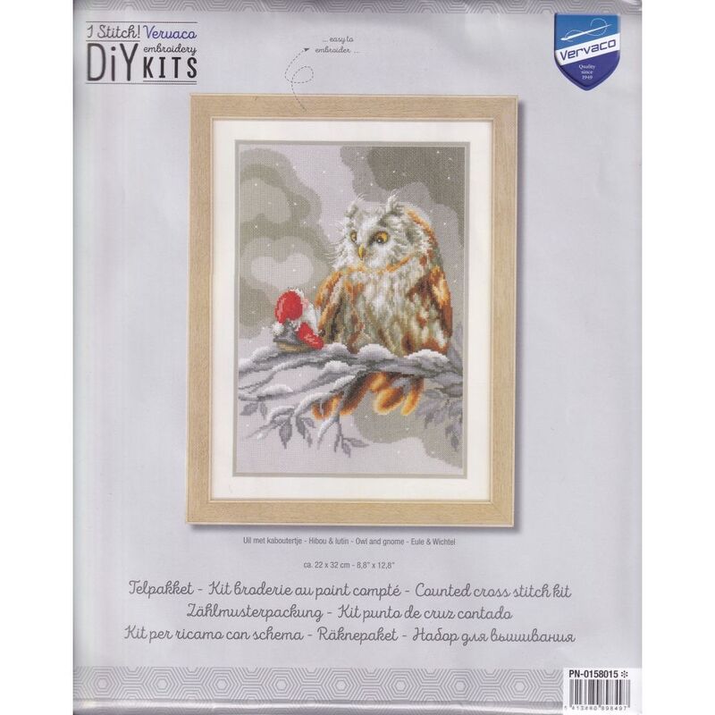 Vervaco OWL & GNOME Counted Cross Stitch Kit PN-0158015