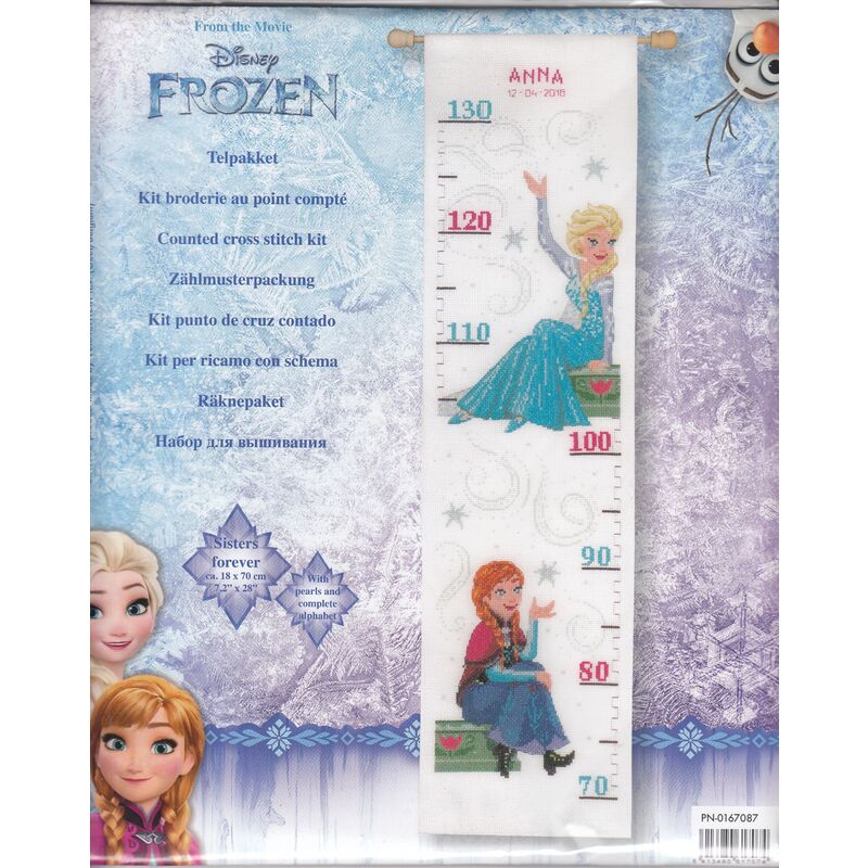 Vervaco DISNEY SISTERS FOREVER Growth Chart Counted Cross Stitch Kit PN-0167087