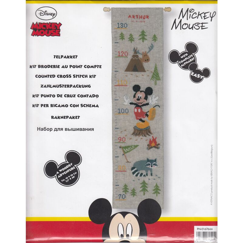 Vervaco DISNEY WOODSY ADVENTURE Growth Chart Counted Cross Stitch Kit PN-0167666