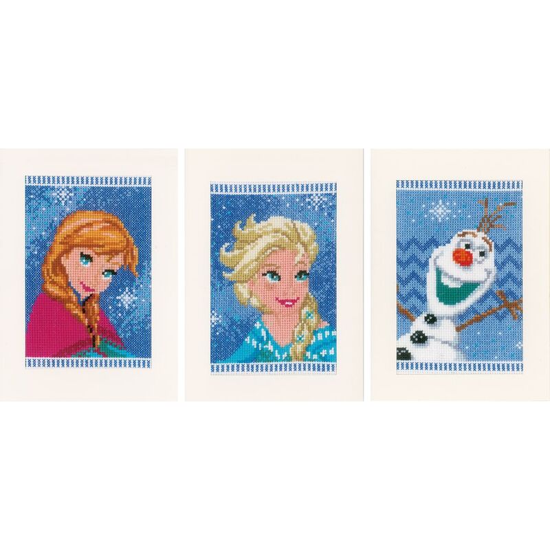 DISNEY Elsa, Olaf & Anna Greeting Card Counted Cross Stitch Kit, Set of 3 PN-0168526