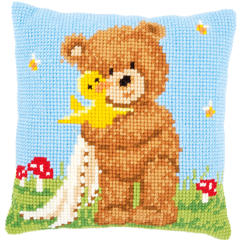 Vervaco POPCORN & SOUFFLE THE DUCK Cross Stitch Cushion Front Kit PN-0172578