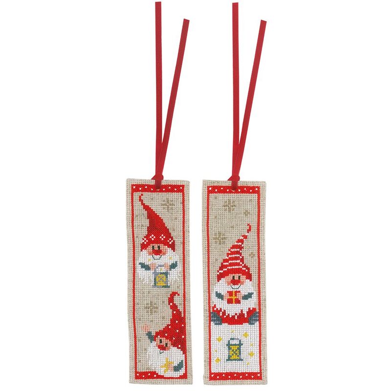 Vervaco CHRISTMAS GNOMES Pair Bookmarks Counted Cross Stitch Kit PN-0185073