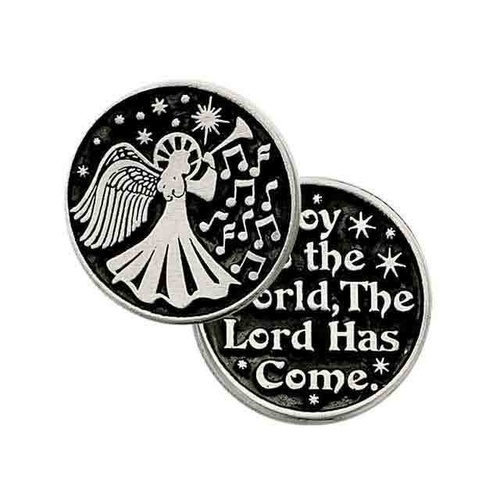 ANGEL OF THE WORLD... Pocket Token With Message / Prayer 31mm Diameter Metal