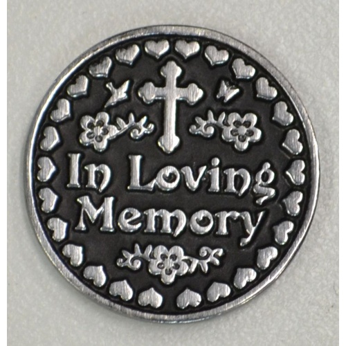 IN LOVING MEMORY.. Pocket Token With Message / Prayer 31mm Diameter Metal
