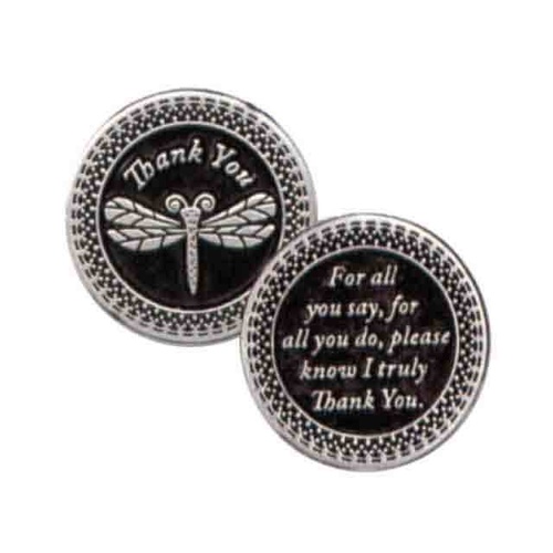 THANK YOU... Pocket Token With Message / Prayer 31mm Diameter Metal.