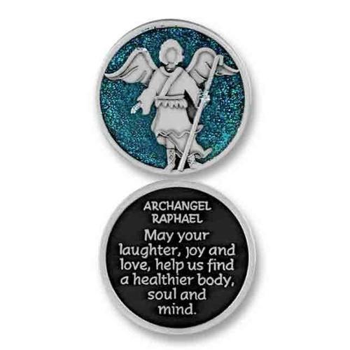 COMPANION COIN, ARCHANGEL RAPHAEL, Message, Prayer, Reading, 34mm Diameter, Metal