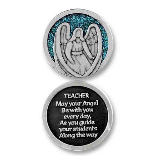 COMPANION COIN, TEACHER ANGEL, Message, Prayer or Reading, 34mm Diameter, Metal