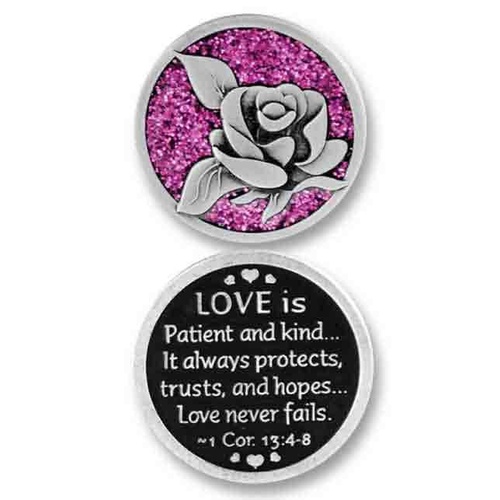 COMPANION COIN, LOVE IS, With Message, Prayer or Reading, 34mm Diameter, Metal