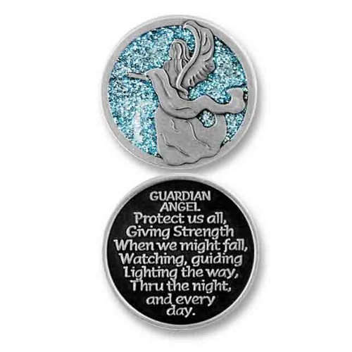 COMPANION COIN, GUARDIAN ANGEL, With Message, Prayer or Reading, 34mm Diameter, Metal