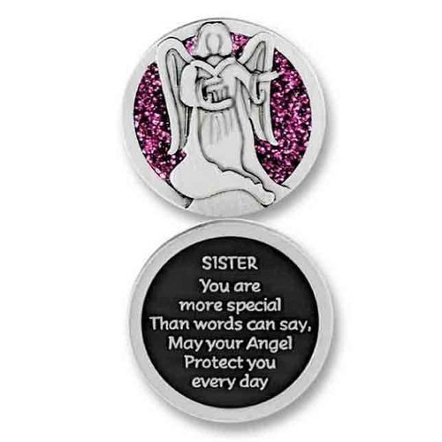 COMPANION COIN, SISTER ANGEL, With Message, Prayer or Reading, 34mm Diameter, Metal