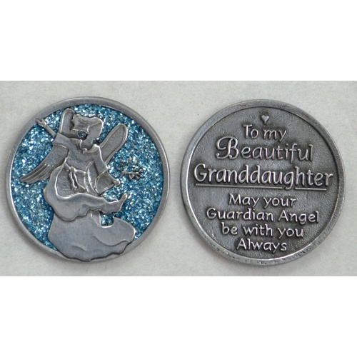 COMPANION COIN, GRANDDAUGHTER, W Message, Prayer, 34mm Diameter, Metal