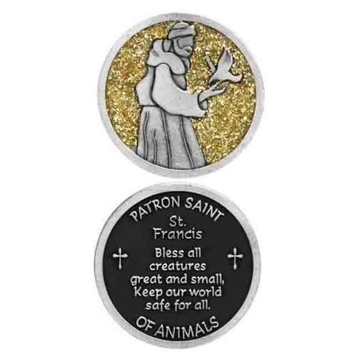 COMPANION COIN, ST FRANCIS, PATRON SAINT OF ANIMALS, 34mm Diameter, Metal
