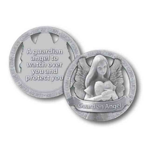 Open Lucky Coin, GUARDIAN ANGEL, 35mm Diameter, Zinc Alloy