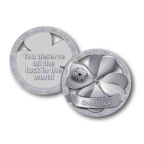 Open Lucky Coin, GOOD LUCK, 35mm Diameter, Zinc Alloy