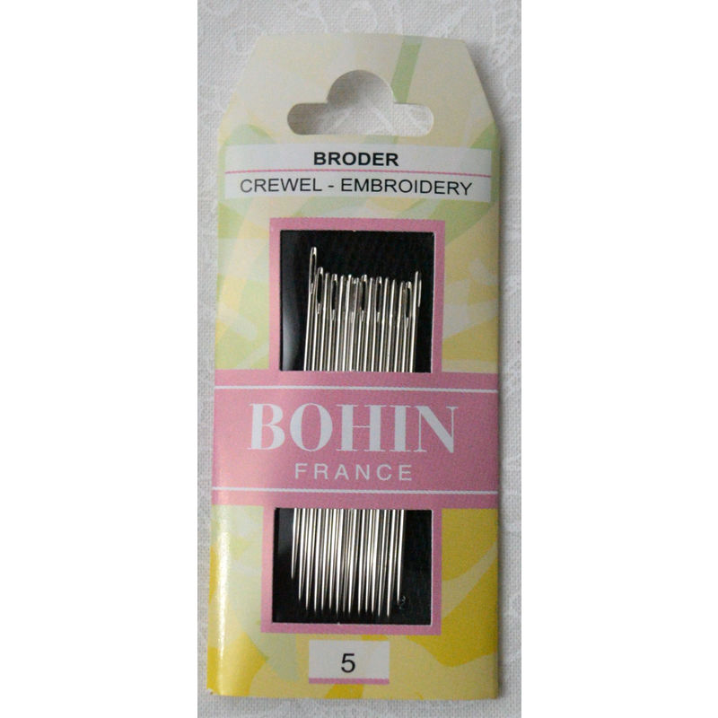 Bohin Crewel Embroidery Needles, Size 5, Pack of 15