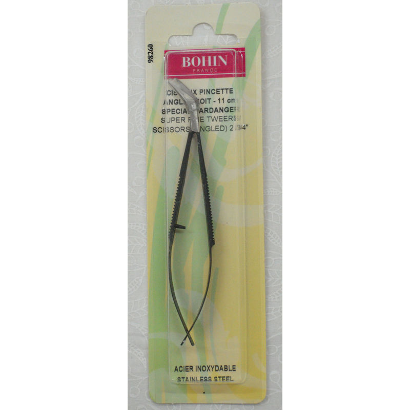 Bohin Hardanger Embroidery Super Fine 11cm (4.34") Tweezer Scissors 2.75 Angled