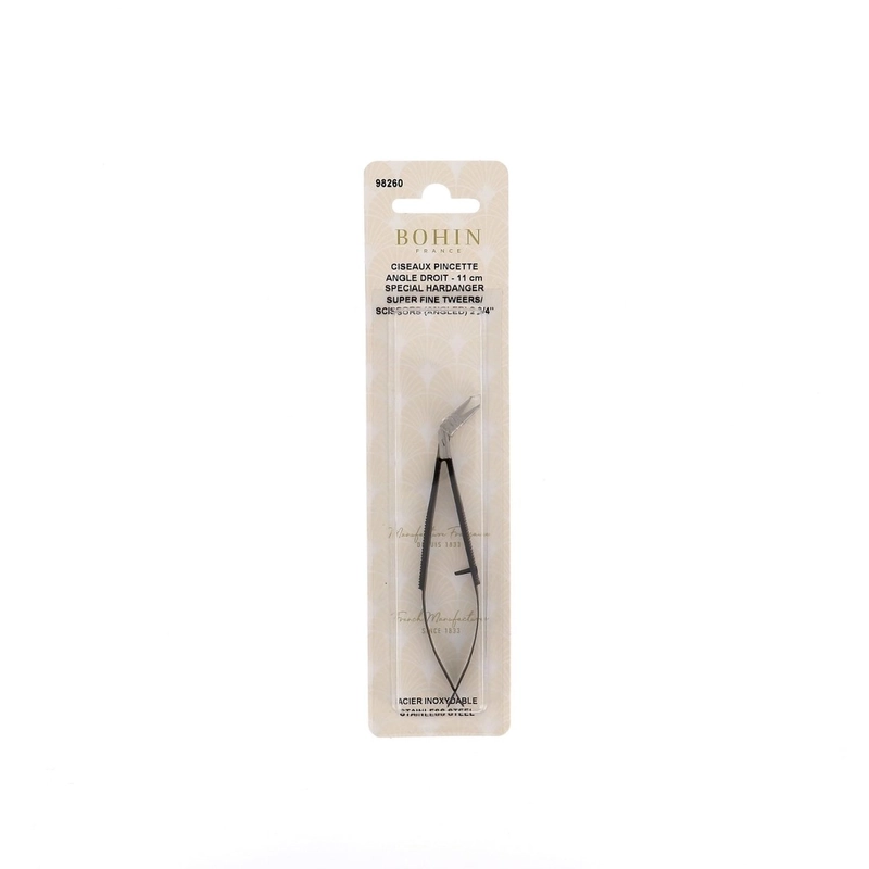 Bohin Hardanger Embroidery Super Fine 11cm (4.34") Tweezer Scissors 2.75 Angled