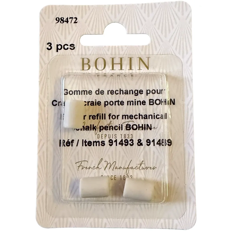 Eraser Refill for Bohin Mechanical Chalk Pencil, 3 pce.