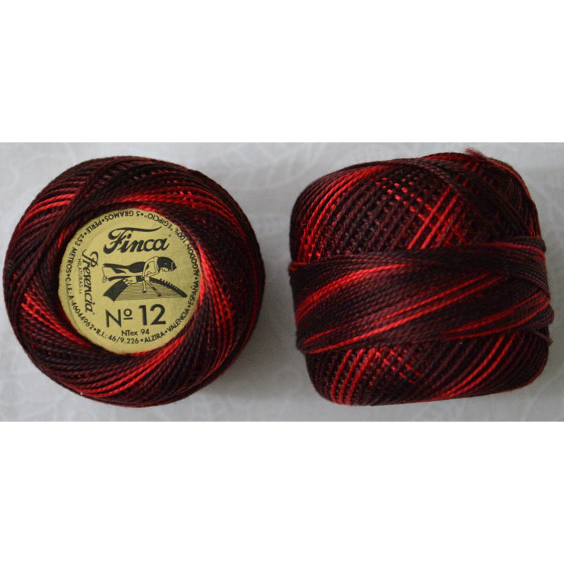 Presencia Finca Perle 12 Egyptian Cotton, 5 Gram, 9275 Shaded Red / Black