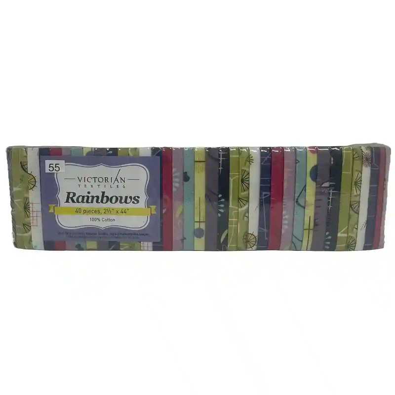 Rainbows 40 x 2 1/2" Strips 44" Long by Victorian Textiles (#55)