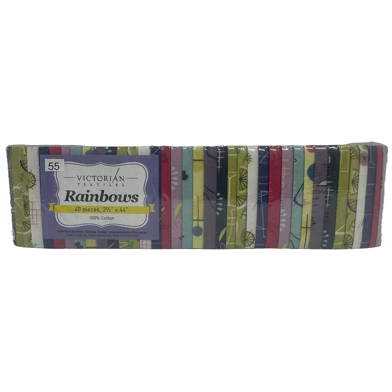 Rainbows 40 x 2 1/2" Strips 44" Long by Victorian Textiles (#55)