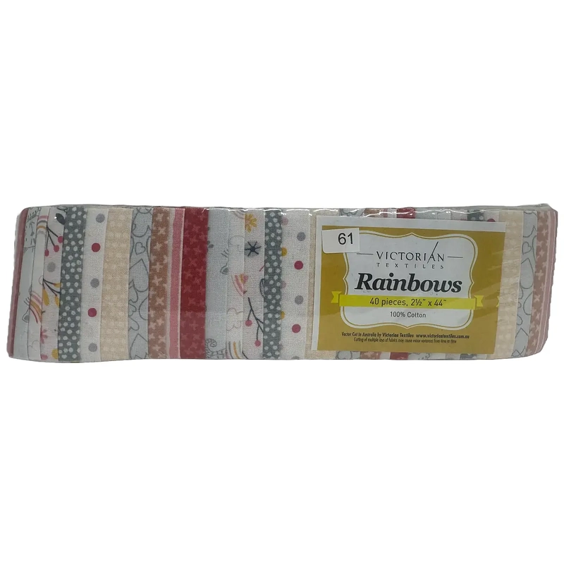 Rainbows 40 x 2 1/2" Strips 44" Long by Victorian Textiles (#61)