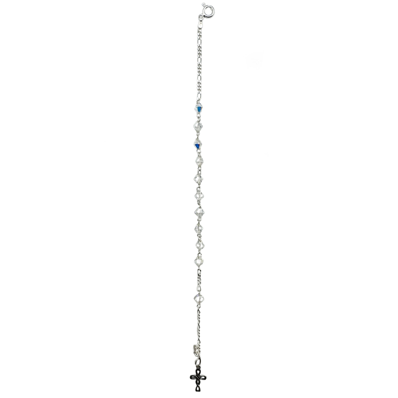 Rosary Bracelet Sterling Silver With Swarovski Crystals, Made in Italy