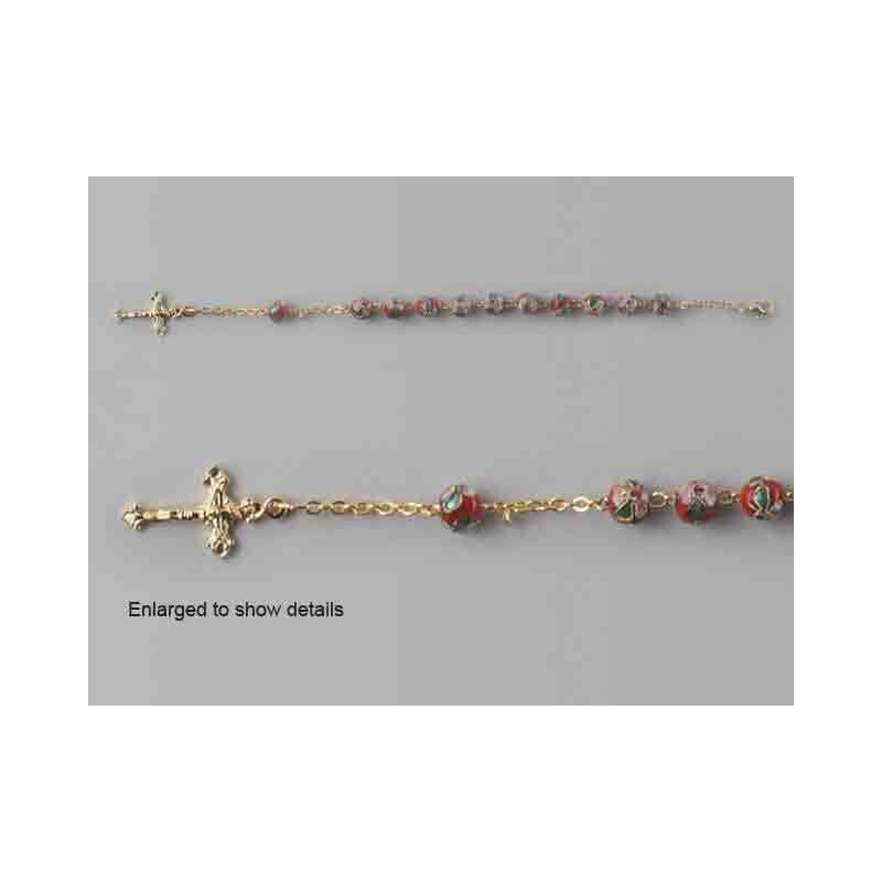 Rosary Bracelet Ceramic Red 8mm Beads