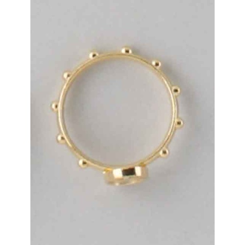 Cross Rosary Ring 17mm Gold Tone Metal