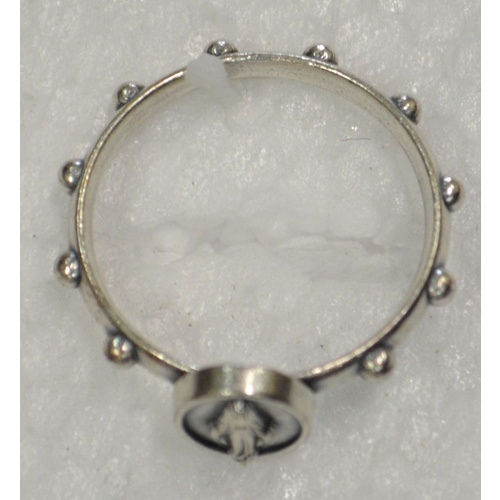 Miraculous Rosary Ring 21mm Silver Tone Metal