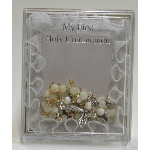 Mother Of Pearl Communion Rosary Bead Size 5mm, Boxed "My First Holy Communion"