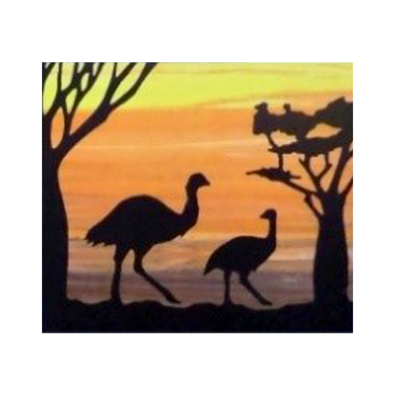 Batik Australian Silhouette Panels, Raw Edge Applique Kit - EMU PANEL