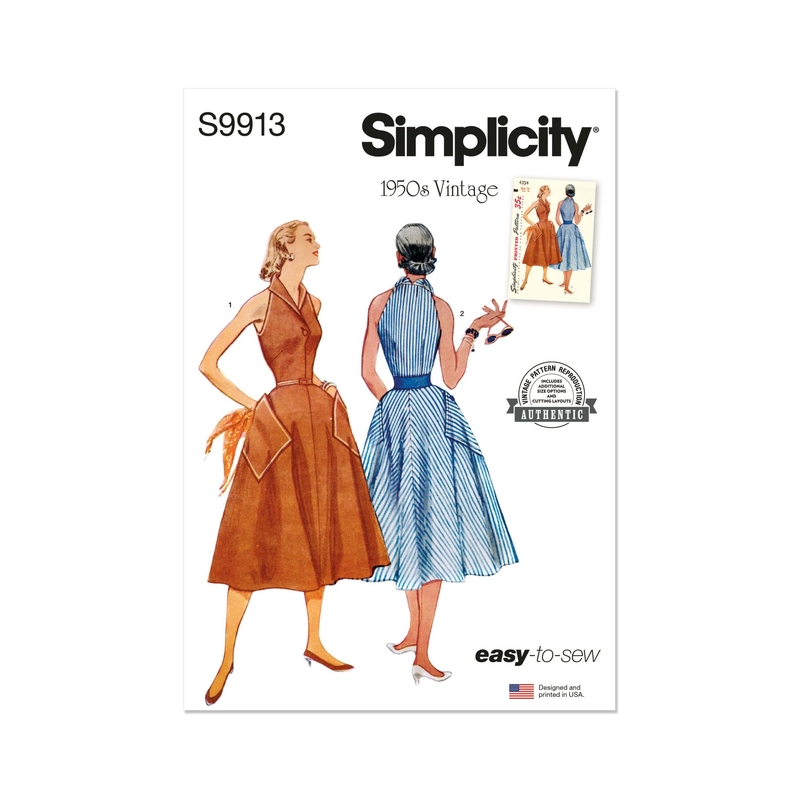 Misses Dresses, Sizes 6-8-10-12-14 Simplicity Sewing Pattern 9913H5