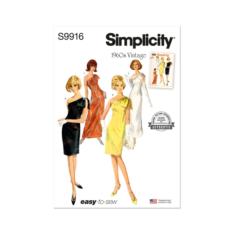 Misses’ Dress in Two Lengths, Sizes 6-8-10-12-14 Simplicity Sewing Pattern 9916H5