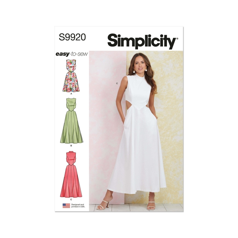 Misses’ Dress w Neckline & Length Variations, Sizes 16-24 Simplicity Sewing Pattern 9920U5