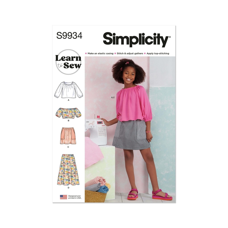 Girls’ Tops & Skirts, Sz 7-14 Simplicity Sewing Pattern 9934A
