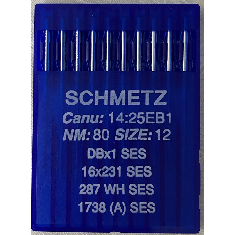 Schmetz Industrial Needles pack of 10 Size 80/12, DBX1 SES, 287WH SES, 1738A SES