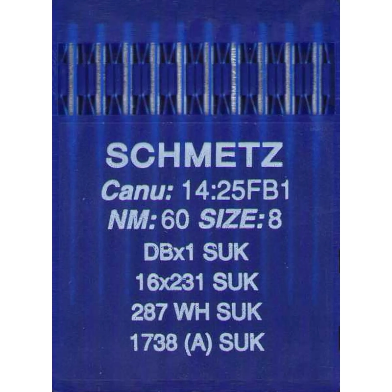 Schmetz Industrial Needles pack 10 Size 60/8, 16x231, DBX1 SUK, 287WH SUK, 1738A SUK
