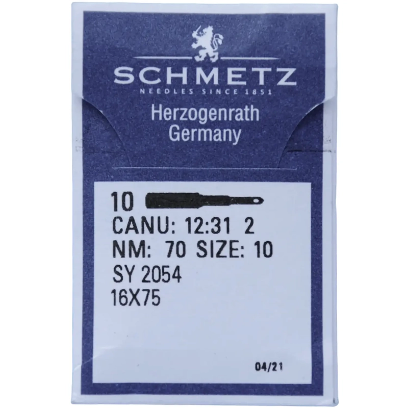 Schmetz SY 2054, 16x75, CANU:12:31 Size 70/10 Needles suit Singer 14U machines