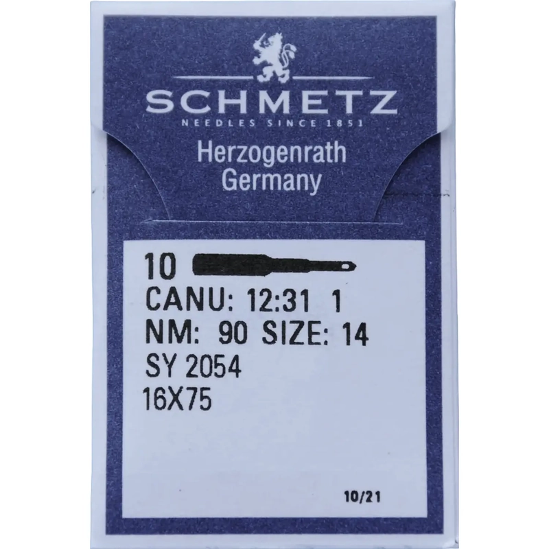 Schmetz SY 2054, 16x75, CANU:12:31 Size 90/14 Needles suit Singer 14U machines