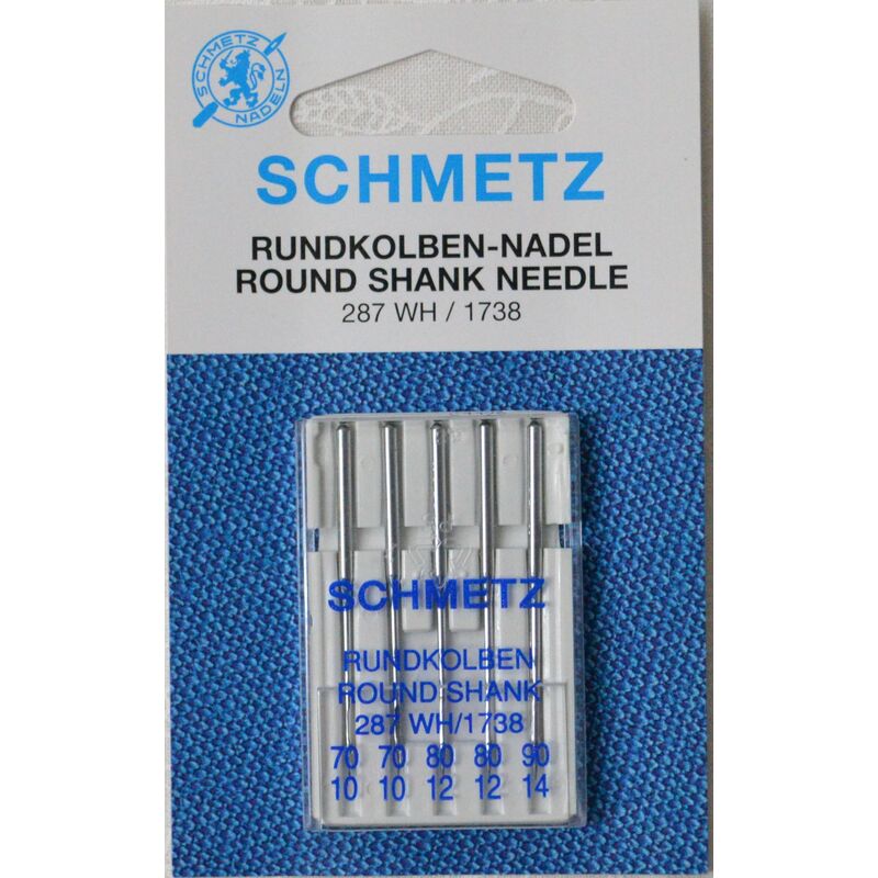 Schmetz Machine Needle ROUND SHANK (1738A) Size Mix 70-90, Pack of 5 Needles