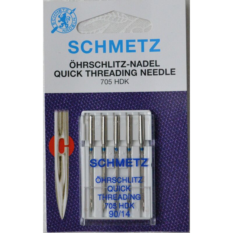 Schmetz Machine Needle, Quick Threading, Size 90/14, Pack of 5 Needles