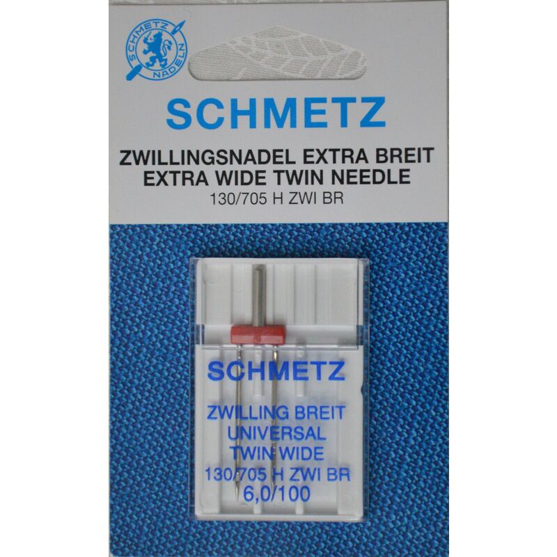 Schmetz Sewing Machine Needle, TWIN Extra Wide 6.0mm, 1 Needle, System 130/705H