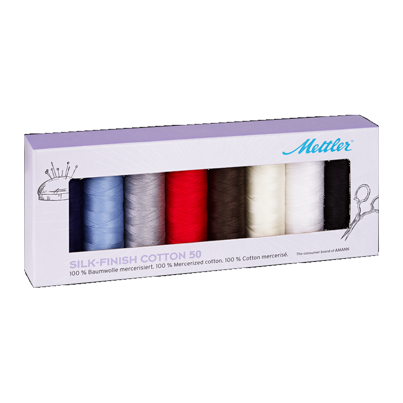 Mettler Silk Finish Cotton 8 x 150m Spool Thread Gift Pack