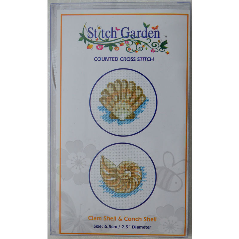 Stitch Garden Mini Counted Cross Stitch Kit, Clam Shell & Conch Shell
