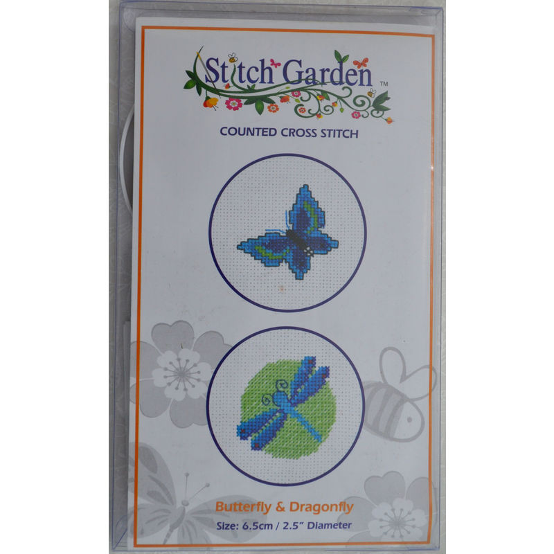 Stitch Garden Mini Counted Cross Stitch Kit, Butterfly & Dragonfly